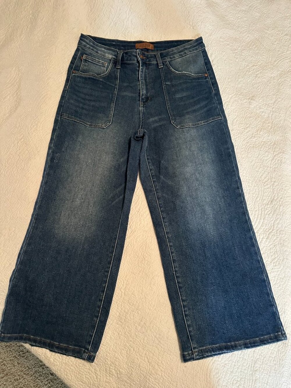 Judy Blue High Waist Crop Wide Leg Denim Jeans 15/32 - Picture 4 of 9
